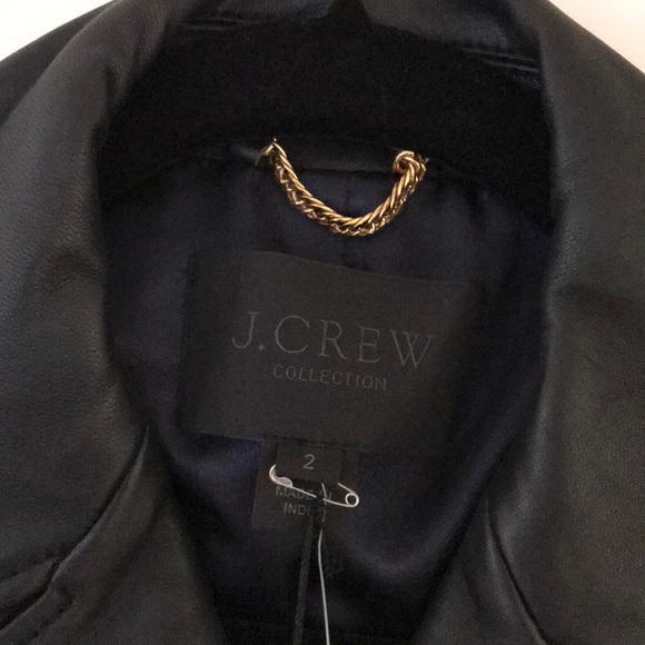 Jcrew black leather jacket NWT size 2 - Picture 2 of 8
